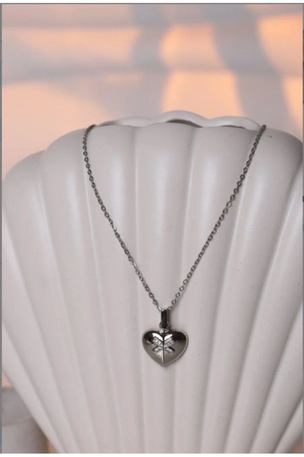 Підвіска серце з камінчиками у срібному кольорі 549/130au - фото 7