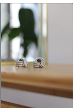 Сережки вузлики великі у срібному кольорі (699/25au) - фото 5