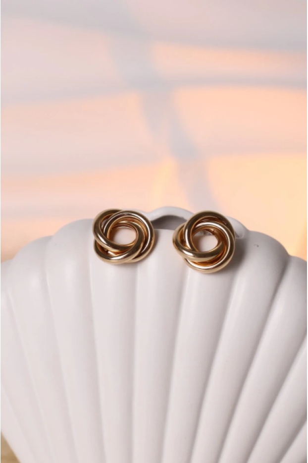 Сережки вузлики маленькі у золотому кольорі (599/25) - фото 3