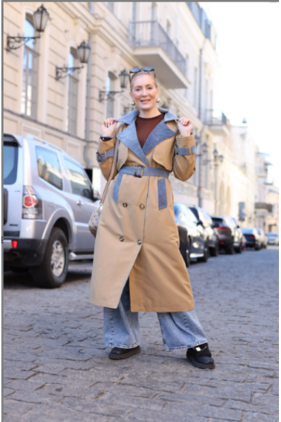 Тренч жіночий 44-50 бежевий (24437Sbj)