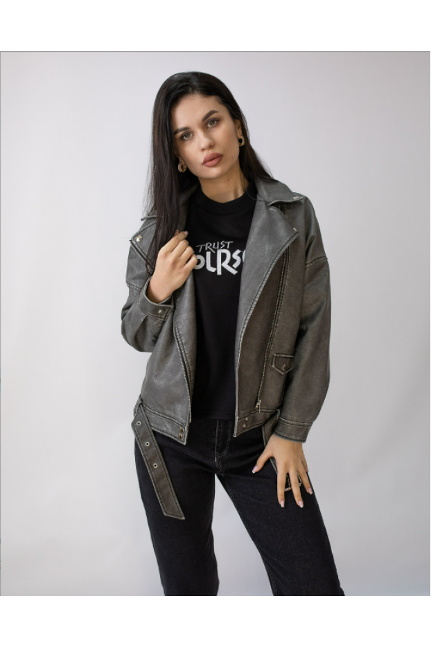 Косуха еко шкіра 50 сіра (82358M) - фото 1