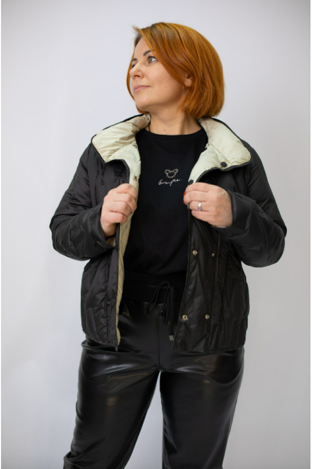 Пуховик скорочений 48-50 чорний (890311blL) - фото 1