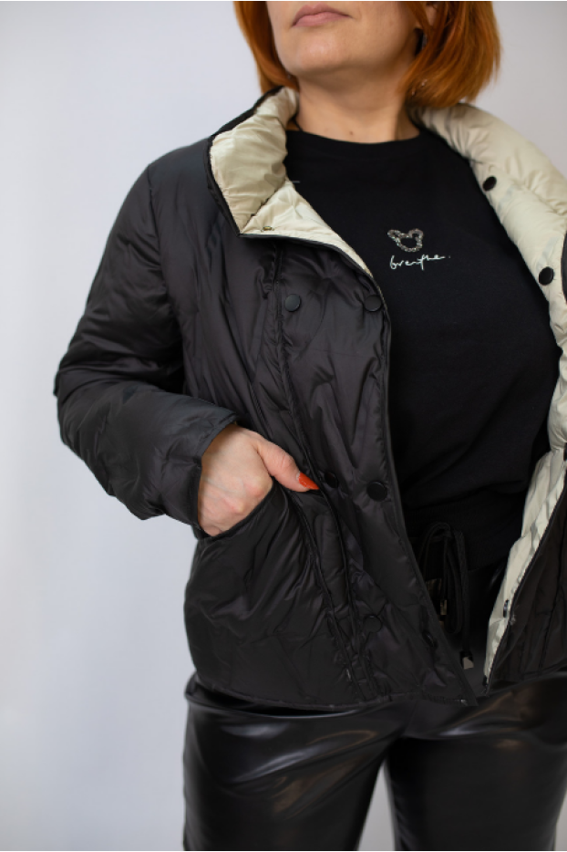 Пуховик скорочений 48-50 чорний (890311blL) - фото 2