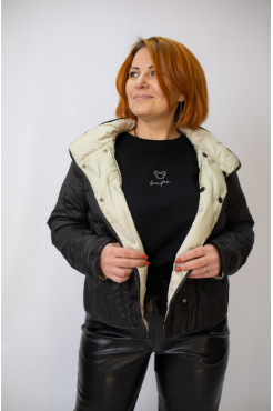 Пуховик скорочений 48-50 чорний (890311blL) - фото 5