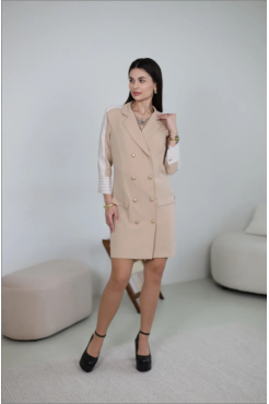 Сукня з лампасами 36 бежева (111251be) - фото 1