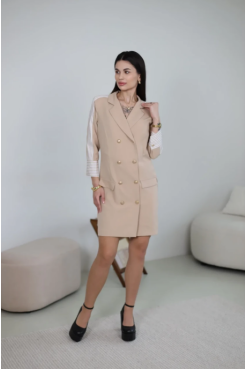 Сукня з лампасами 36 бежева (111251be) - фото 1