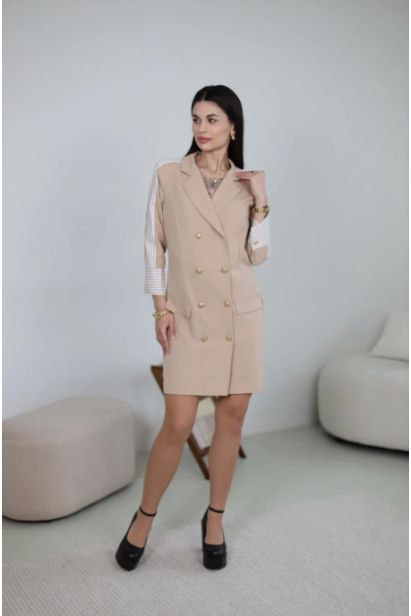 Сукня з лампасами 36 бежева (111251be)