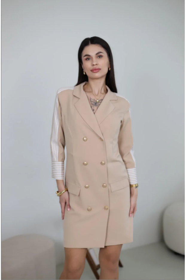 Сукня з лампасами 36 бежева (111251be) - фото 2