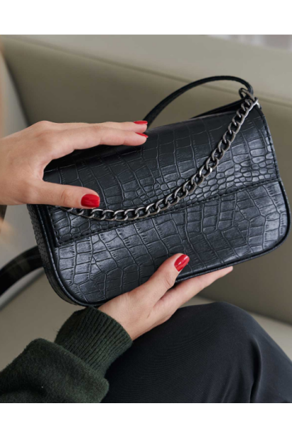 Жіноча сумка чорний кроко