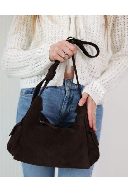 Замшева жіноча сумка  шоколадна