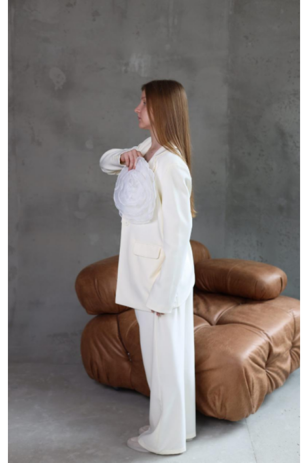 Костюм жіночий брючний 48-50 молочний  - фото 8