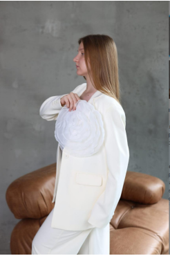 Костюм жіночий брючний 48-50 молочний  - фото 9