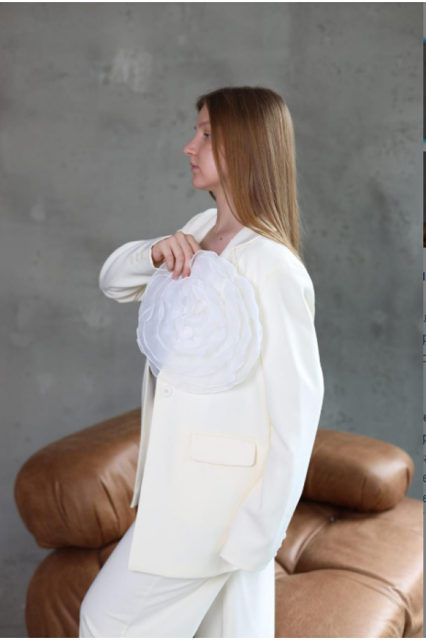 Костюм жіночий брючний 48-50 молочний  - фото 9