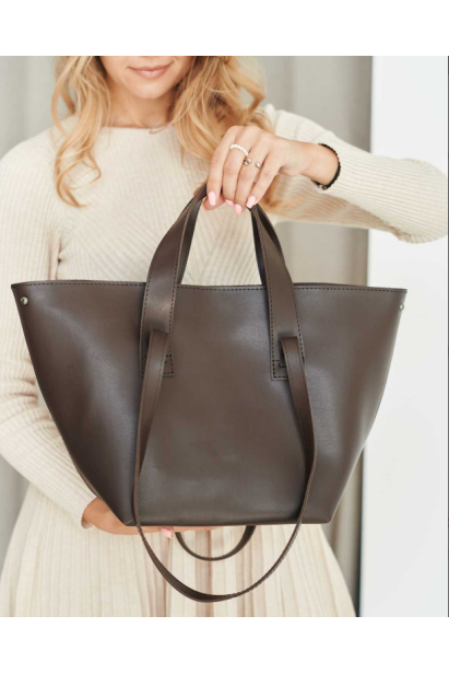 Жіноча сумка-трансформер  шоколадна гладка