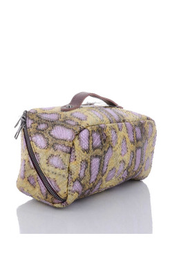 Жіноча косметичка в золотому кольорі з фіолетовим рептілія 71005 - фото 2