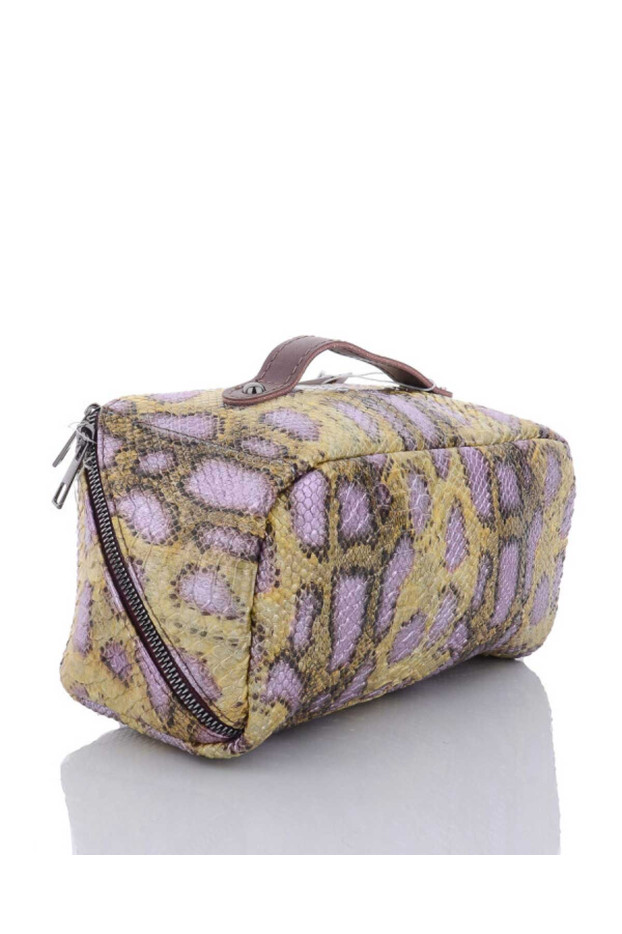 Жіноча косметичка в золотому кольорі з фіолетовим рептілія 71005 - фото 2