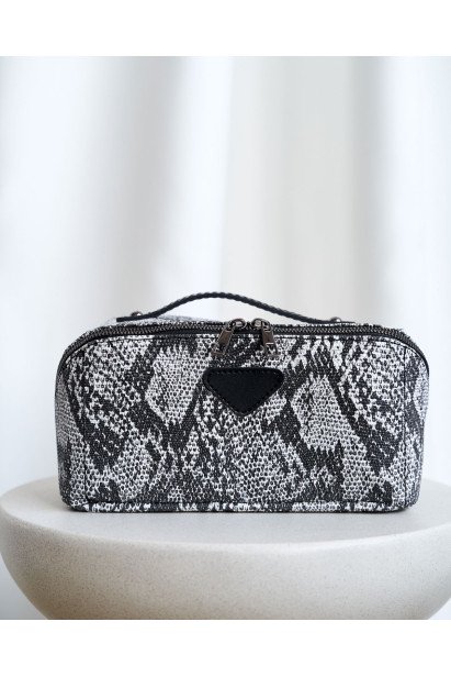 Жіноча косметичка біла з чорним рептілія 71001