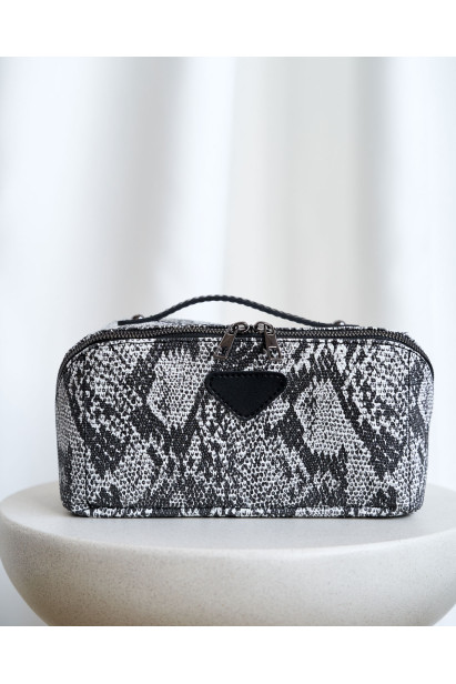 Жіноча косметичка біла з чорним рептілія 71001