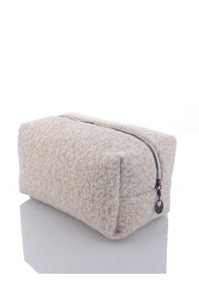Косметичка зі штучного хутра молочна