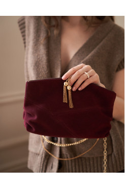 Шкіряна жіноча косметичка бургунді  - фото 1