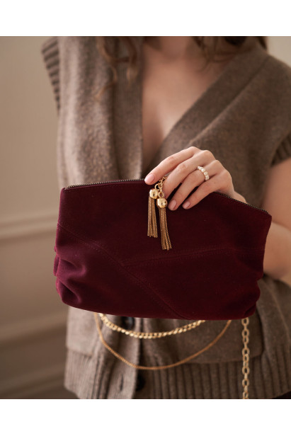 Шкіряна жіноча косметичка бургунді 