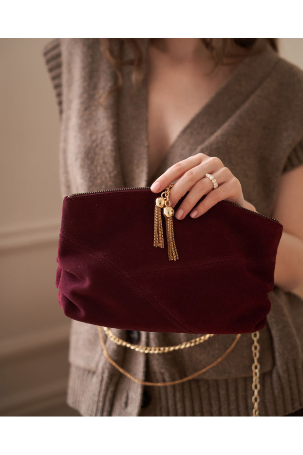 Шкіряна жіноча косметичка бургунді  - фото 1