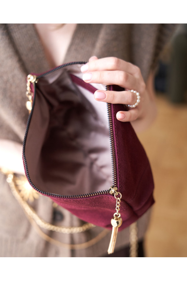 Шкіряна жіноча косметичка бургунді  - фото 2