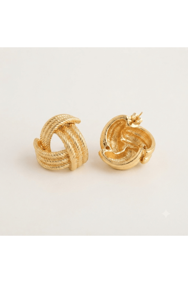 Сережки вузлики великі у золотому кольорі  - фото 2