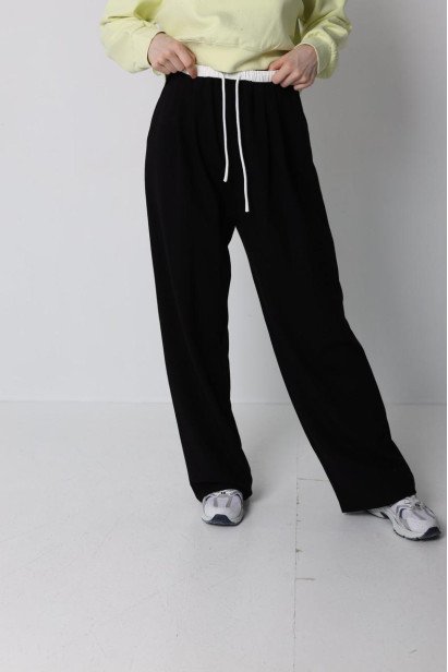 Брюки-палацо жіночі 50-54 чорні (82686blM)