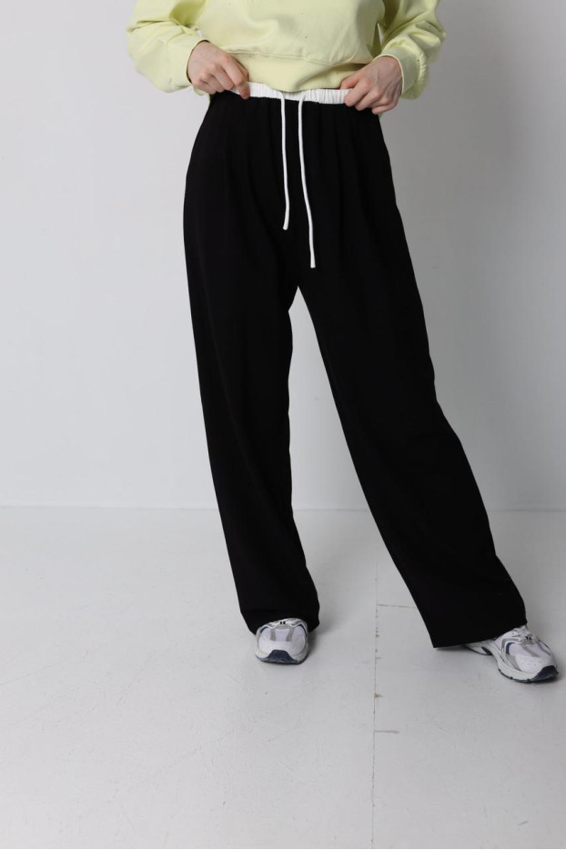 Брюки-палацо жіночі 46-50 чорні (82686blS) - фото 1