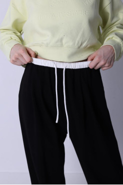 Брюки-палацо жіночі 46-50 чорні (82686blS) - фото 4