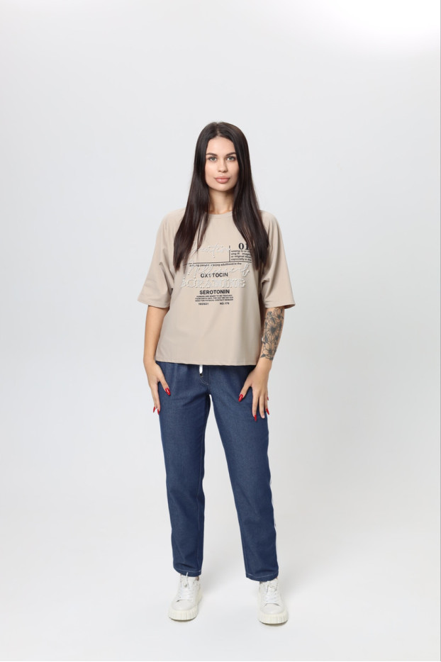 Футболка трикотажна 50-56 бежева (816100) - фото 3