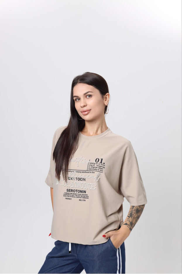 Футболка трикотажна 50-56 бежева (816100) - фото 1