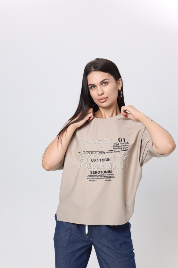 Футболка трикотажна 50-56 бежева (816100) - фото 2