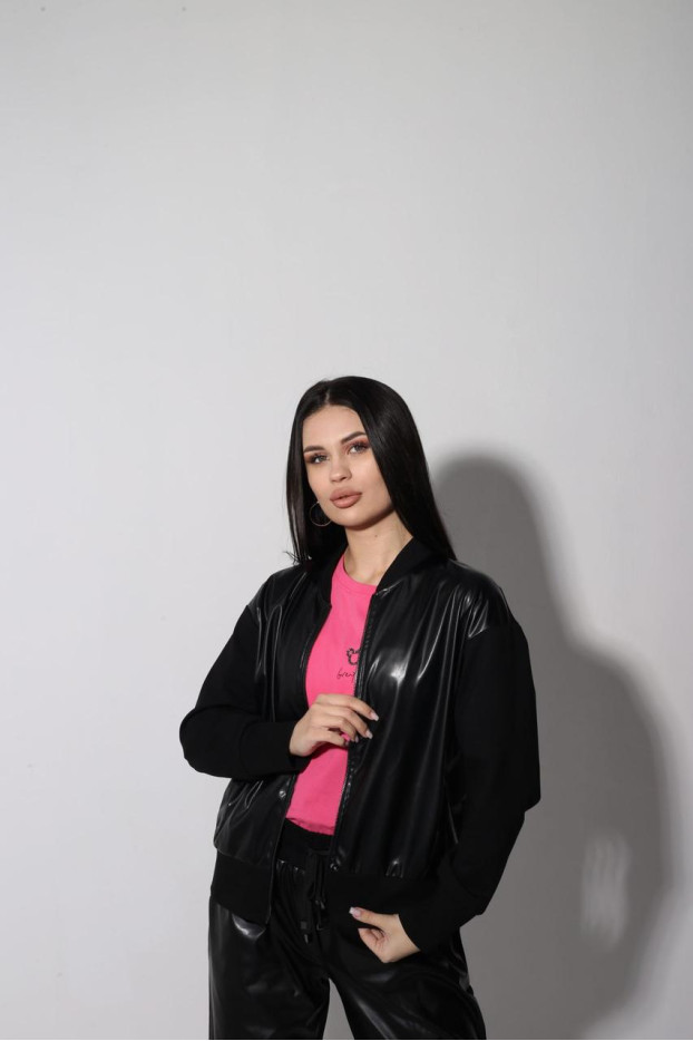 Куртка-бомбер комбінований МК жіночий 46-48 чорний (2999S) - фото 5