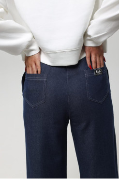 Брюки-палацо жіночі джинсові з лампасом 50-52 сині (11199L) - фото 4