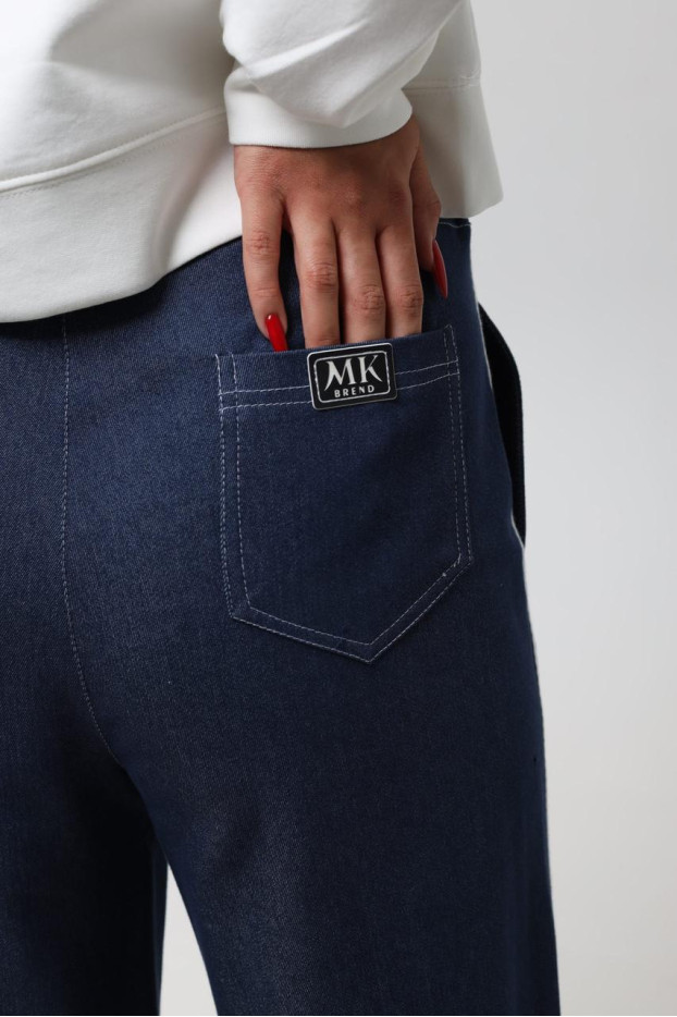 Брюки-палацо жіночі джинсові з лампасом 50-52 сині (11199L) - фото 5