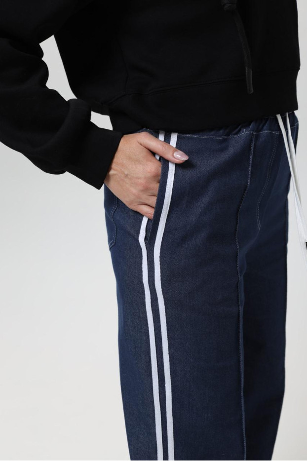 Брюки-палацо жіночі джинсові з лампасом 50-52 сині (11199L) - фото 9