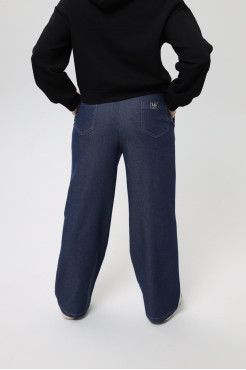 Брюки-палацо жіночі джинсові з лампасом 50-52 сині (11199L) - фото 10