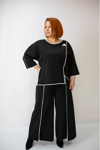 Костюм жіночий брючний святковий48-50 чорний (6504)