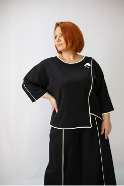 Костюм жіночий брючний святковий48-50 чорний (6504) - фото 2