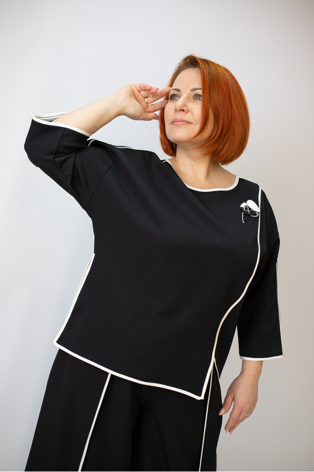 Костюм жіночий брючний святковий48-50 чорний (6504) - фото 3