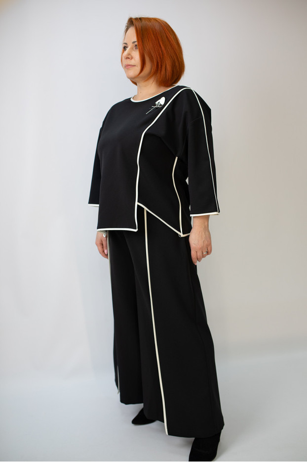 Костюм жіночий брючний святковий48-50 чорний (6504) - фото 7