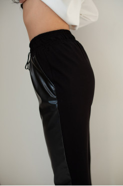 Брюки-слоучі комбіновані 54-56 чорні (21099XXL) - фото 3