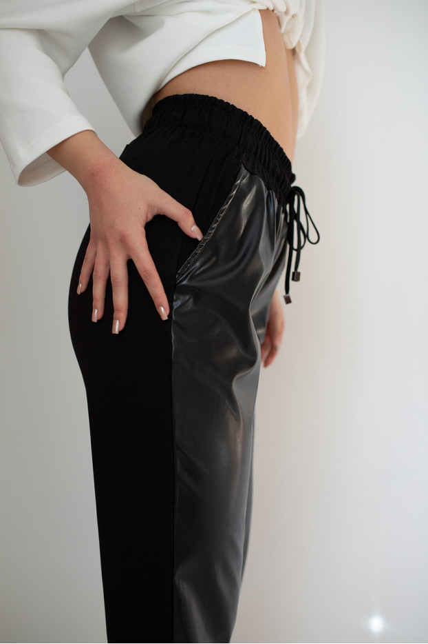 Брюки-слоучі комбіновані 54-56 чорні (21099XXL) - фото 6