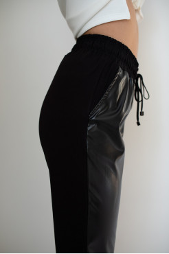 Брюки-слоучі комбіновані 54-56 чорні (21099XXL) - фото 7