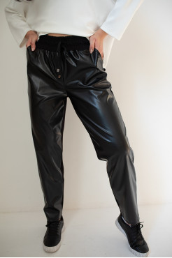 Брюки-слоучі комбіновані 52-54 чорні (21099XL) - фото 1