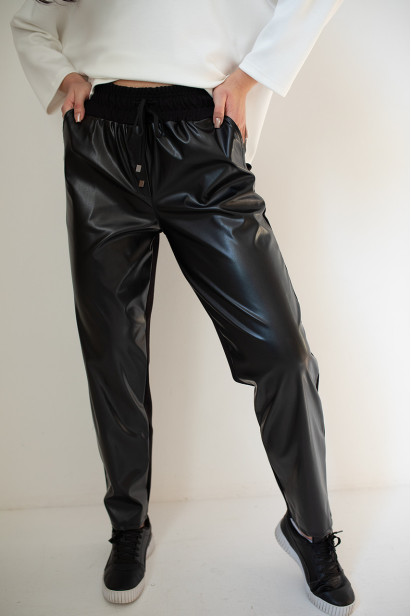 Брюки-слоучі комбіновані 52-54 чорні (21099XL)