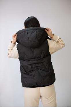 Жилет жіночий з капюшоном теплий 48-50 чорна (88008blXXXL) - фото 6