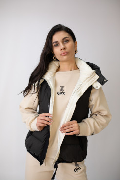 Жилет жіночий з капюшоном теплий 48-50 чорна (88008blXXXL) - фото 7